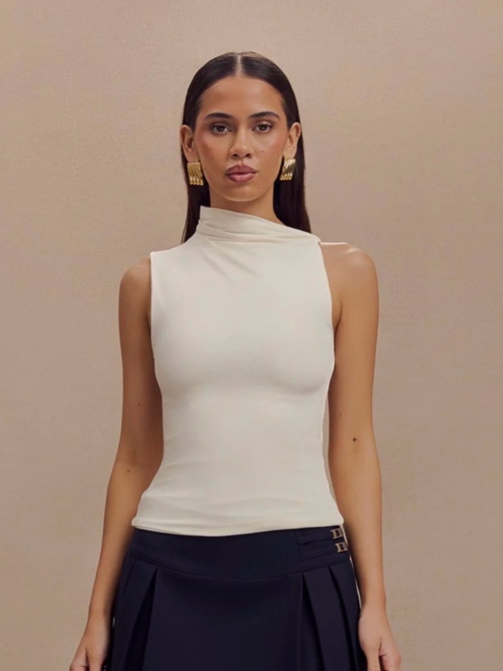 Meshki Hadleigh Ivory Sleeveless Slinky Top - Ivory